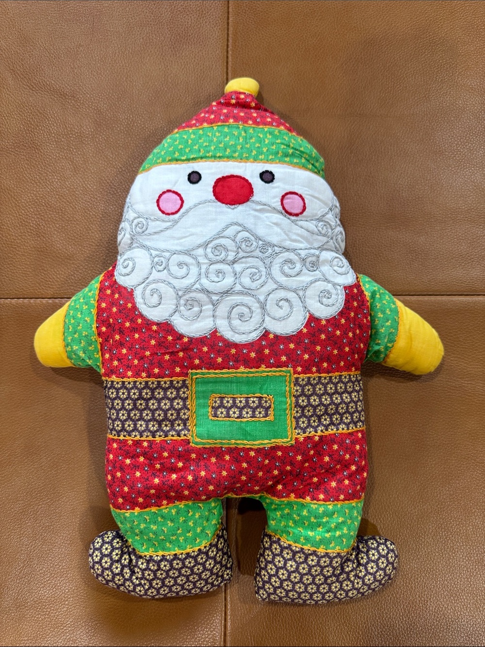 Vintage Handmade Santa Claus Pillow Plush 17” Christmas